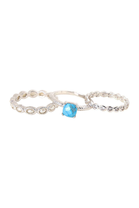 Turquoise & CZ Stack Ring Set - SF