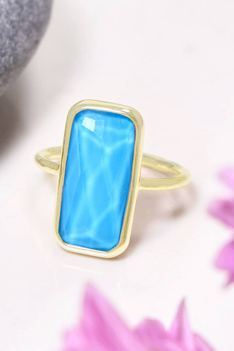 Turquoise Quartz Rectangle Ring - GF