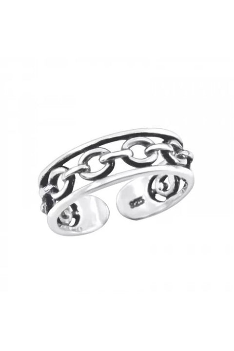 Sterling Silver Chain Adjustable Toe Ring - SS