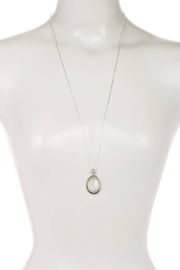 White Cat's Eye Oval Pendant Necklace - SF