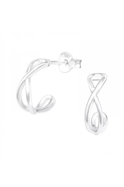 Sterling Silver Half Hoop Ear Studs - SS