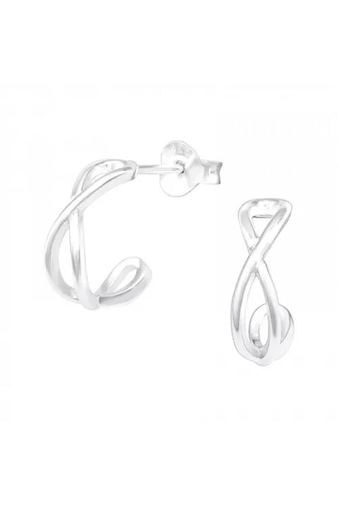 Sterling Silver Half Hoop Ear Studs - SS