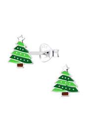 Sterling Silver Christmas Tree Stud Earrings - SS