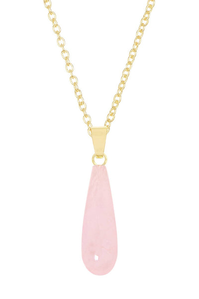 Rose Quartz Pear Cut Pendant Necklace - GF