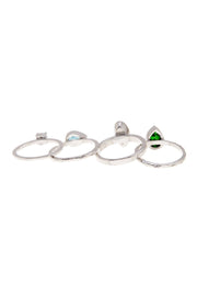 Amazonite Crystal & CZ Stack Ring Set - SF