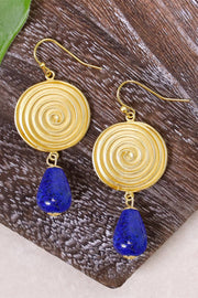 Lapis & Swirl Disc Drop Earrings - GF