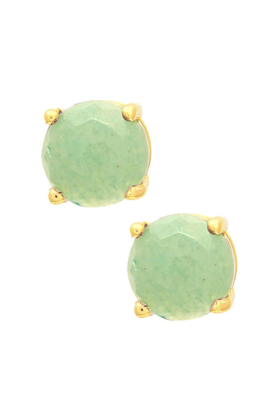 Green Aventurine 8mm 4 Prong Post Earrings - GF