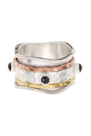 Hematite Tri Tone Spinner Ring - SF