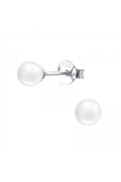 Glass Pearl 4mm Ear Studs - SS