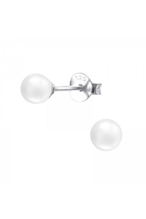 Glass Pearl 4mm Ear Studs - SS