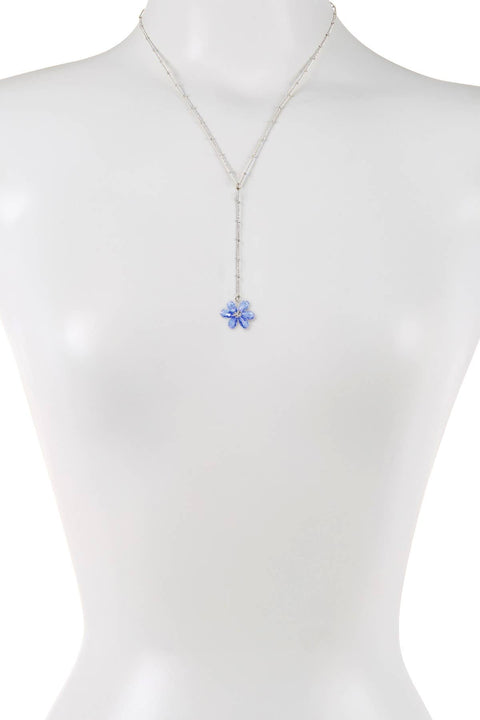 Tanzanite Austrian Crystal Flower Y Necklace - SF