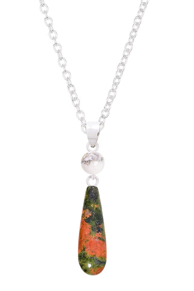 Unakite & Howlite Pendant Necklace - SF