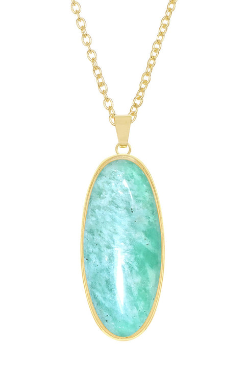 Amazonite Oval Pendant Necklace - GF