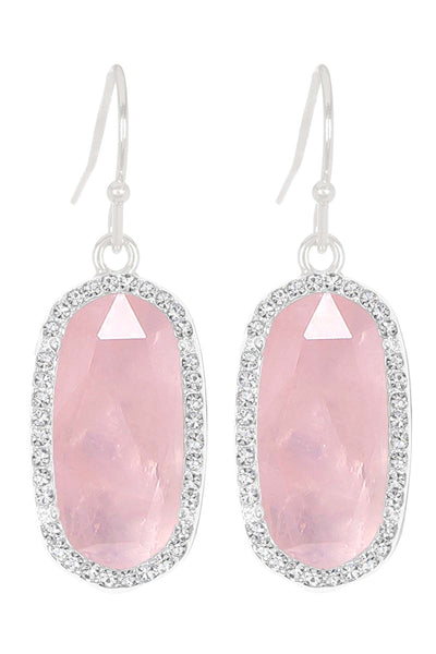 Rose Quartz Halo Drop Earrings - SF