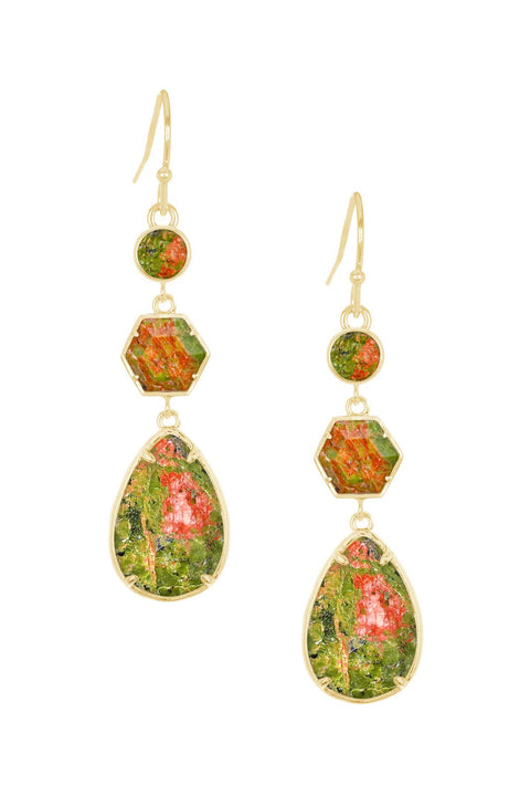 Unakite Statement Earrings - GF