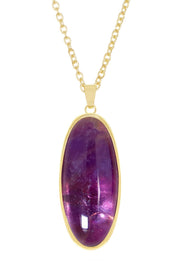 Amethyst Oval Pendant Necklace - GF