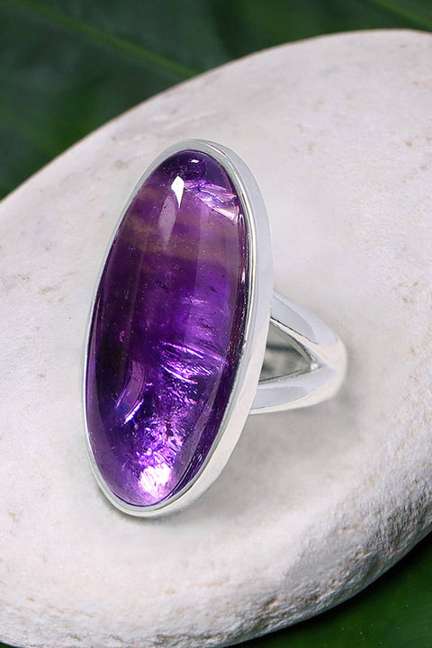 Amethyst Oval Cabochon Ring - SF