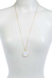 Moonstone Crystal Octagon Pendant Necklace - GF