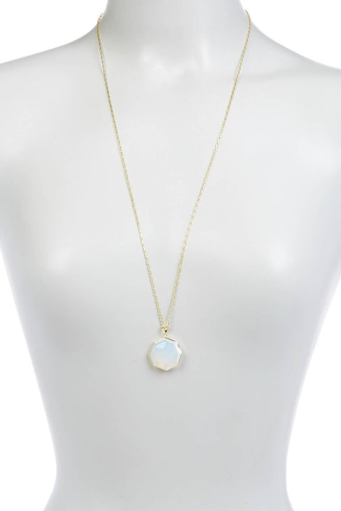 Moonstone Crystal Octagon Pendant Necklace - GF