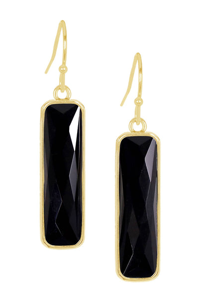 Black Onyx Rectangle Drop Earrings - GF