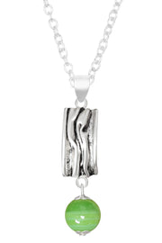 Green Murano Glass & Textured Rectangle Necklace - SF