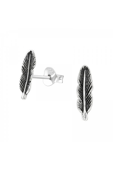 Sterling Silver Feather Ear Studs - SS