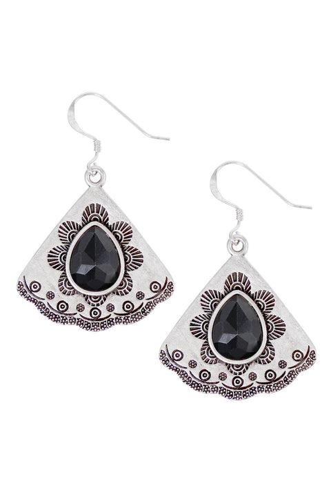 Hematite Vintage Fan Earrings - SF