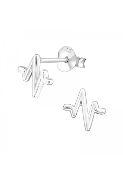 Sterling Silver Heartbeat Ear Studs - SS