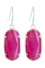 Pink Cat's Eye Drop Earrings - SF