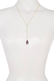 Lavender Crystal Wire Wrapped Y Necklace - GF