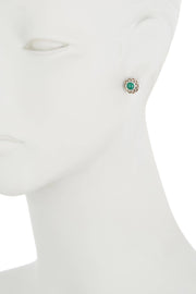 Sterling Silver Malachite Mandala Stud Earrings - SS