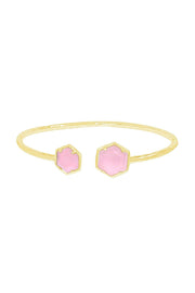 Rose Quartz Hexagon Cuff Bracelet - GF