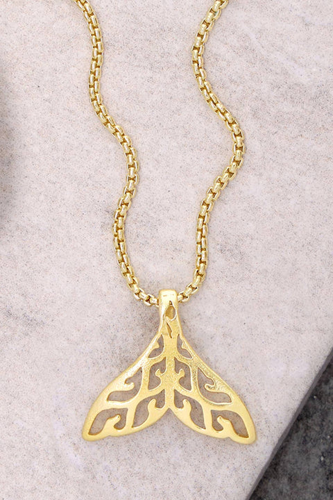 14k Gold Plated Whale Tail Pendant Necklace - GF