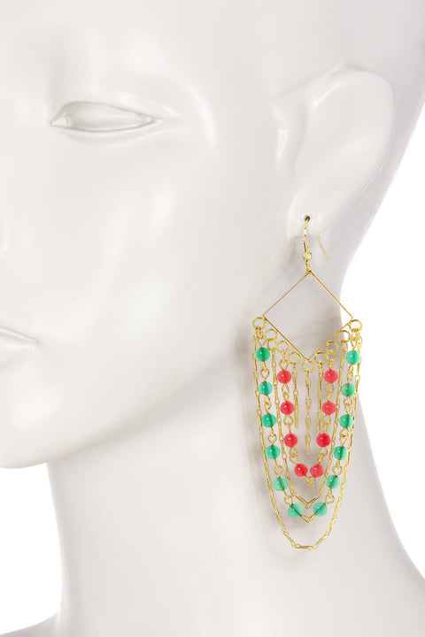 Green Agate & Red Agate Christmas Drop Earrings - GF