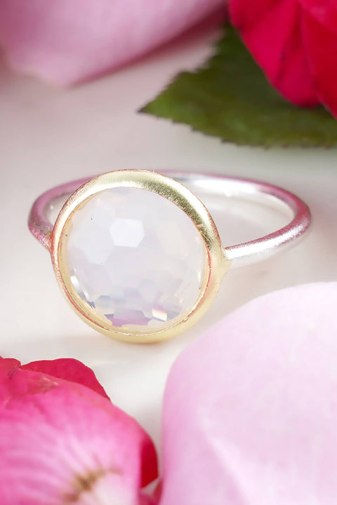 Moonstone Crystal 2 Tone Clad Ring - SF