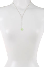 Green Austrian Crystal Flower Bloom Y Necklace - SF