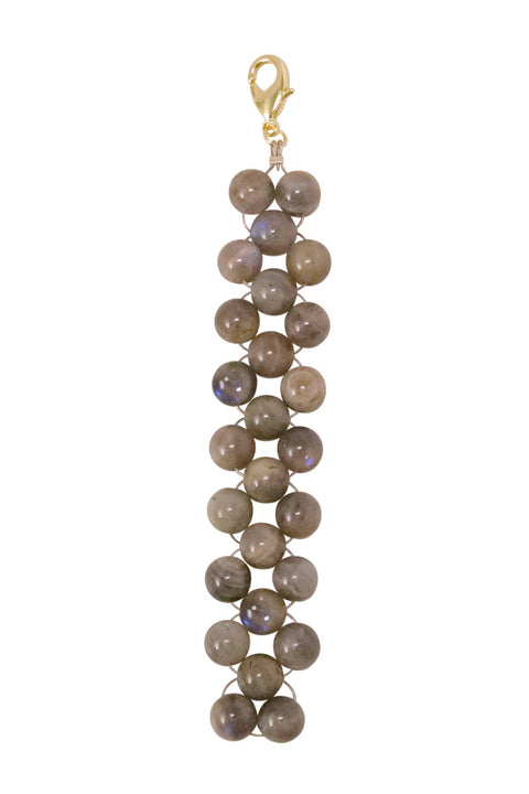 Labradorite 8mm Mala Beads Braided Keychain - SF/GF