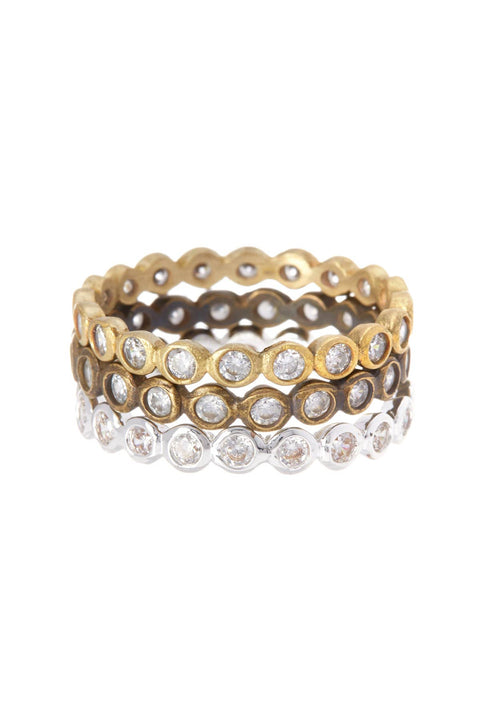 Antique Brass CZ Stack Ring Set - SF/BR