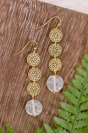 Clear Murano Glass & Daisy Disc Drop Earrings - GF