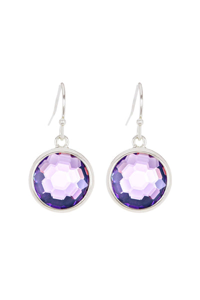 Lavender Crystal Round Earrings - SF