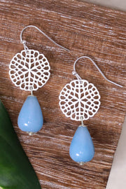 Aquamarine & Daisy Disc Drop Earrings - SF