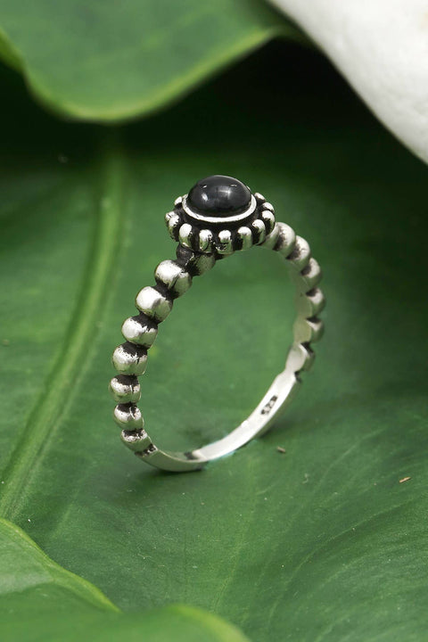 Black Onyx Daisy Band Ring - SF