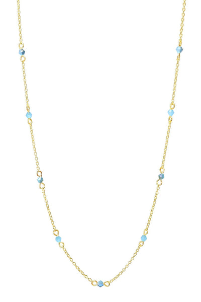 Blue Austrian Crystal Station Necklace - GF