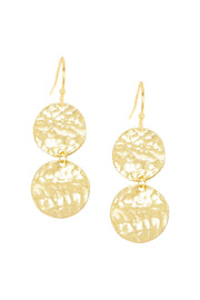 Hammered Disc Drop Earrings - GF