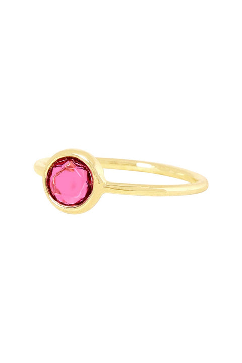 Raspberry Crystal Petite Round Ring - GF