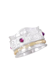 Amethyst Wave Edge Spinner Ring - SF