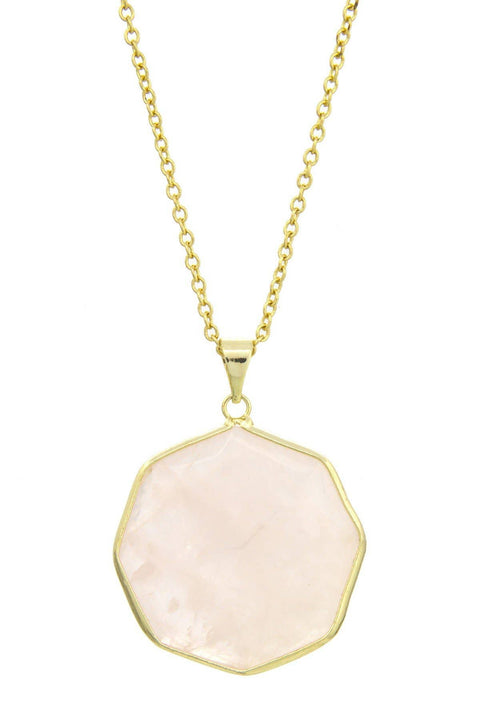 Rose Quartz Octagon Necklace - GF