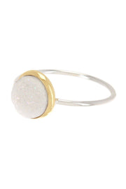 White Druzy Quartz 2-Tone Ring - SF