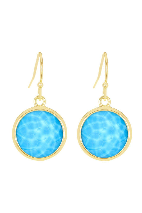 Turquoise Quartz Fancy Cut Round Earrings - GF