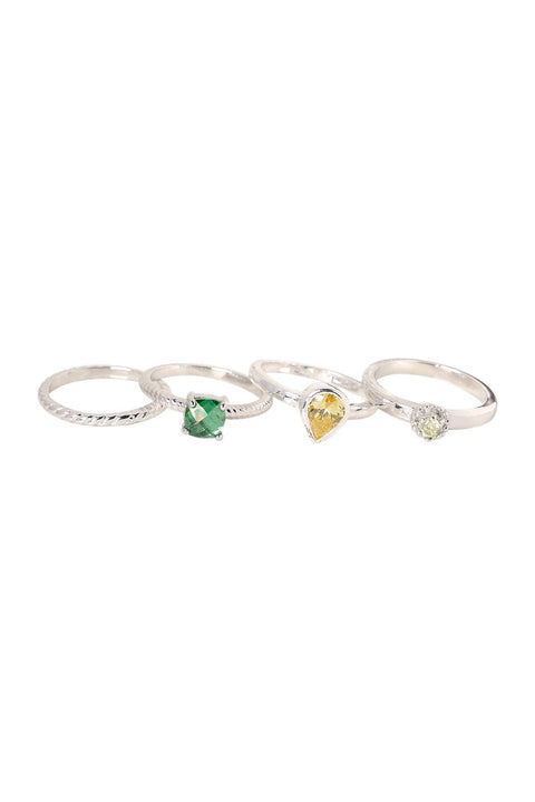 Green & Yellow CZ Stack Ring Set - SF